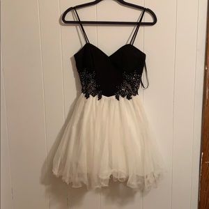 Black and White Rhinestone HOCO Dress